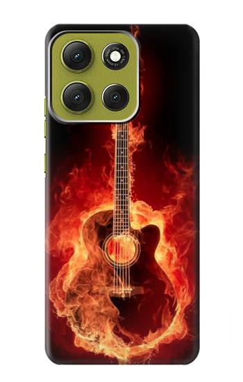 S0415 Fire Guitar Burn Hülle Schutzhülle Taschen für Motorola Moto G86