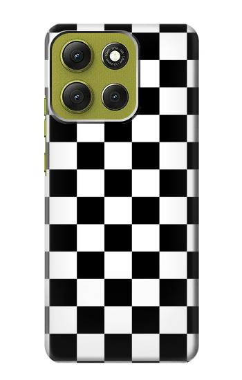 S1611 Black and White Check Chess Board Hülle Schutzhülle Taschen für Motorola Moto G86