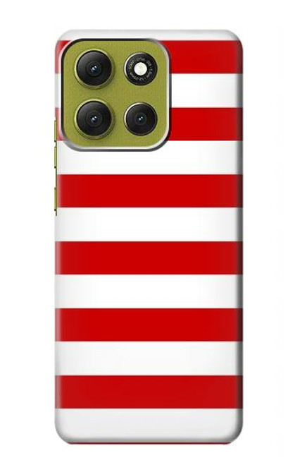 S2364 Red and White Striped Hülle Schutzhülle Taschen für Motorola Moto G86