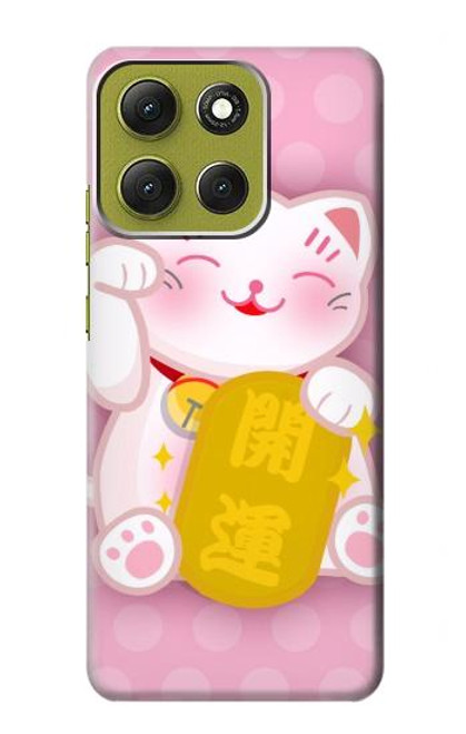 S3025 Pink Maneki Neko Lucky Cat Hülle Schutzhülle Taschen für Motorola Moto G86