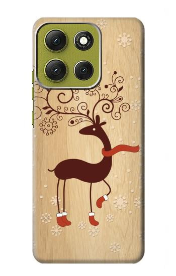 S3081 Wooden Raindeer Graphic Printed Hülle Schutzhülle Taschen für Motorola Moto G86