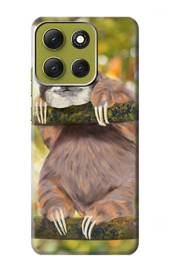 S3138 Cute Baby Sloth Paint Hülle Schutzhülle Taschen für Motorola Moto G86