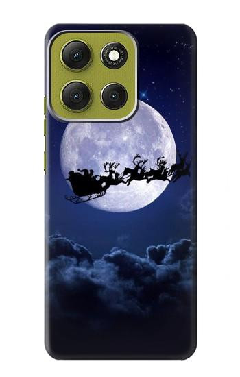 S3508 Xmas Santa Moon Hülle Schutzhülle Taschen für Motorola Moto G86