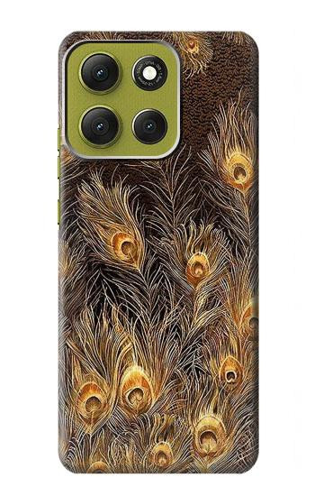 S3691 Gold Peacock Feather Hülle Schutzhülle Taschen für Motorola Moto G86
