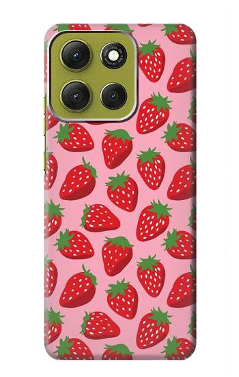 S3719 Strawberry Pattern Hülle Schutzhülle Taschen für Motorola Moto G86