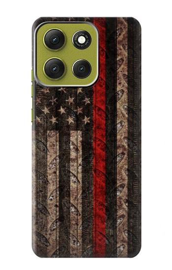S3804 Fire Fighter Metal Red Line Flag Graphic Hülle Schutzhülle Taschen für Motorola Moto G86