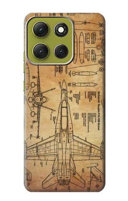 S3868 Aircraft Blueprint Old Paper Hülle Schutzhülle Taschen für Motorola Moto G86