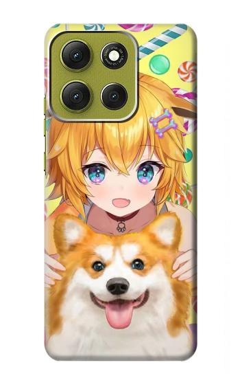 S3918 Baby Corgi Dog Corgi Girl Candy Hülle Schutzhülle Taschen für Motorola Moto G86