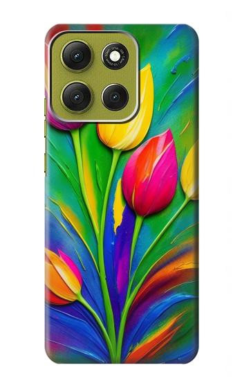 S3926 Colorful Tulip Oil Painting Hülle Schutzhülle Taschen für Motorola Moto G86