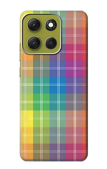 S3942 LGBTQ Rainbow Plaid Tartan Hülle Schutzhülle Taschen für Motorola Moto G86