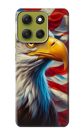 S3967 Bald Eagle American Flag Hülle Schutzhülle Taschen für Motorola Moto G86