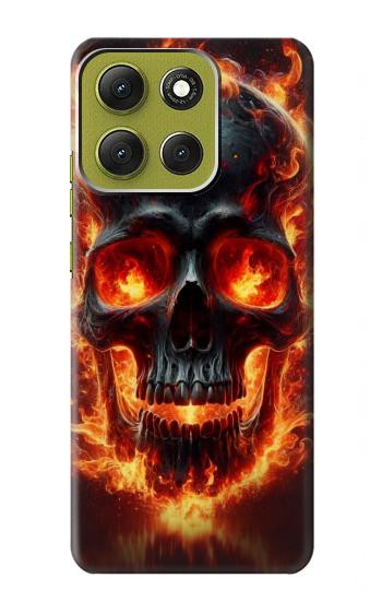 S3986 Fire Skull Hülle Schutzhülle Taschen für Motorola Moto G86
