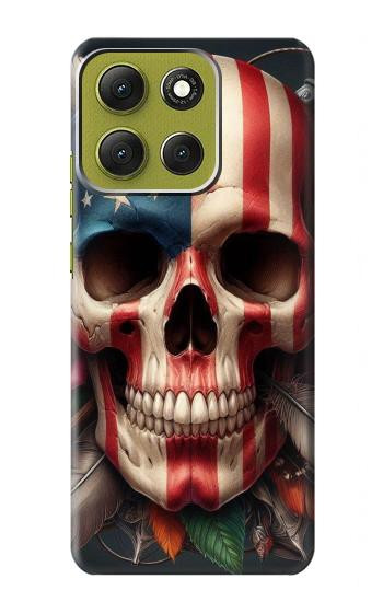 S4015 Skull American Flag Hülle Schutzhülle Taschen für Motorola Moto G86