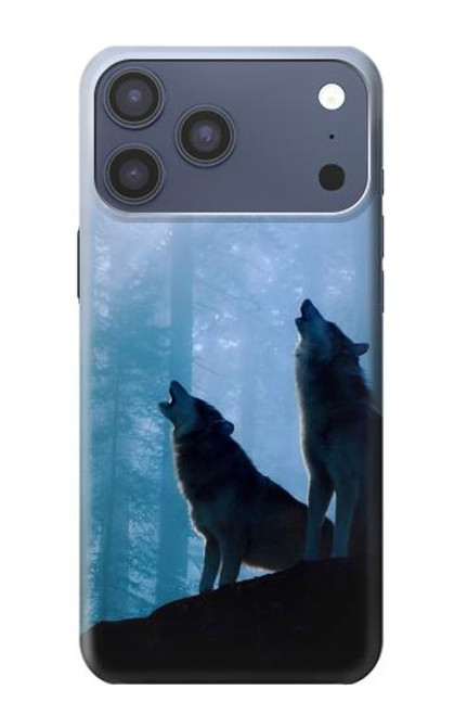 S4053 Two Wolves Couple Howling Forest Hülle Schutzhülle Taschen für iPhone 17 Pro Max