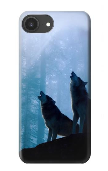 S4053 Two Wolves Couple Howling Forest Hülle Schutzhülle Taschen für iPhone 16e, 17e