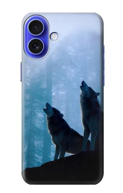 S4053 Two Wolves Couple Howling Forest Hülle Schutzhülle Taschen für iPhone 16