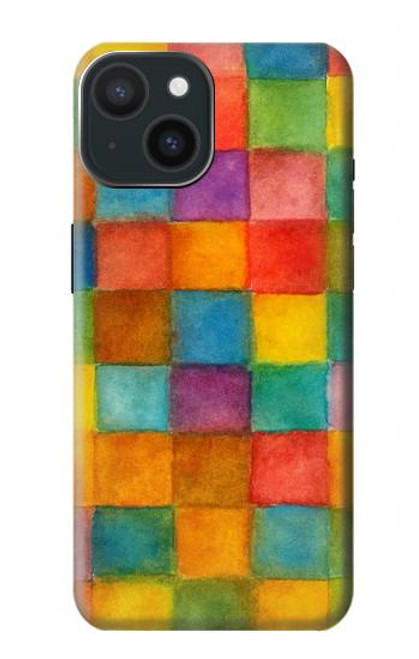 S4077 Water Color Painting Colorful Check Pattern Hülle Schutzhülle Taschen für iPhone 15