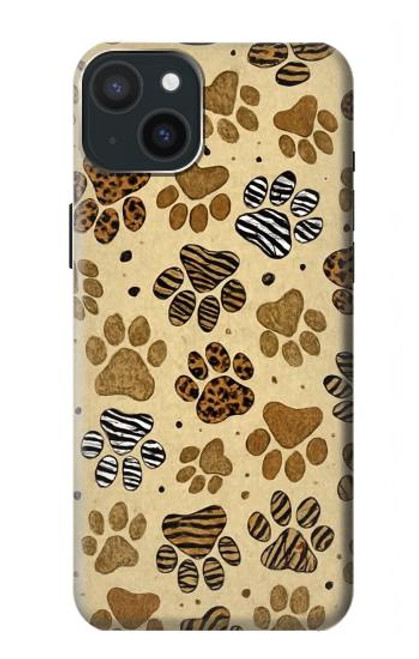 S4032 Wild Animal Paw Foot Print Hülle Schutzhülle Taschen für iPhone 15 Plus