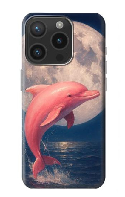 S4045 Dolphin Moon Night Hülle Schutzhülle Taschen für iPhone 15 Pro