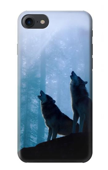 S4053 Two Wolves Couple Howling Forest Hülle Schutzhülle Taschen für iPhone 7, iPhone 8, iPhone SE (2020) (2022)