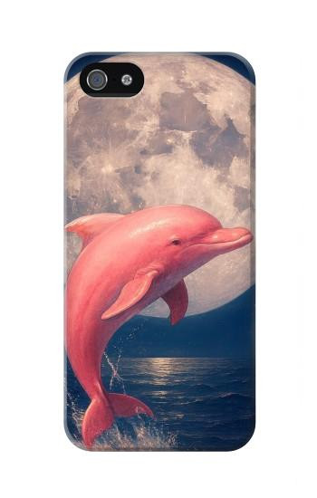 S4045 Dolphin Moon Night Hülle Schutzhülle Taschen für iPhone 5 5S SE