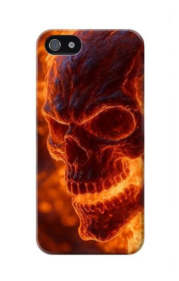 S4062 Fire Skull Hülle Schutzhülle Taschen für iPhone 5 5S SE