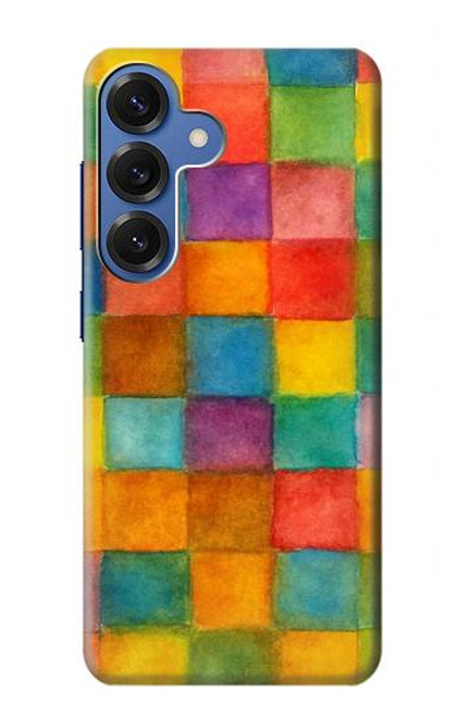 S4077 Water Color Painting Colorful Check Pattern Hülle Schutzhülle Taschen für Samsung Galaxy S25