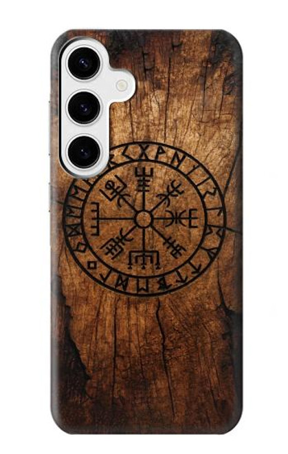 S4036 Viking Vegvisir Compass Wood Hülle Schutzhülle Taschen für Samsung Galaxy S24 Plus