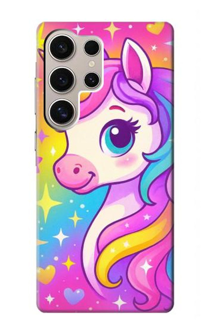 S4057 Cute Unicorn Cartoon Hülle Schutzhülle Taschen für Samsung Galaxy S24 Ultra