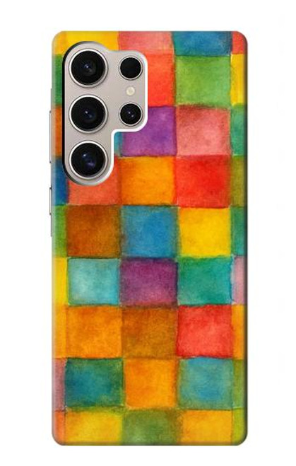 S4077 Water Color Painting Colorful Check Pattern Hülle Schutzhülle Taschen für Samsung Galaxy S24 Ultra