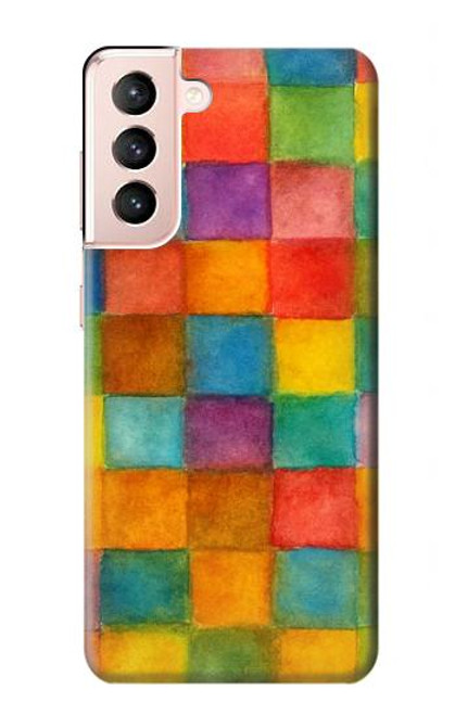S4077 Water Color Painting Colorful Check Pattern Hülle Schutzhülle Taschen für Samsung Galaxy S21 5G