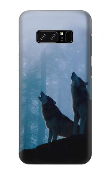 S4053 Two Wolves Couple Howling Forest Hülle Schutzhülle Taschen für Note 8 Samsung Galaxy Note8