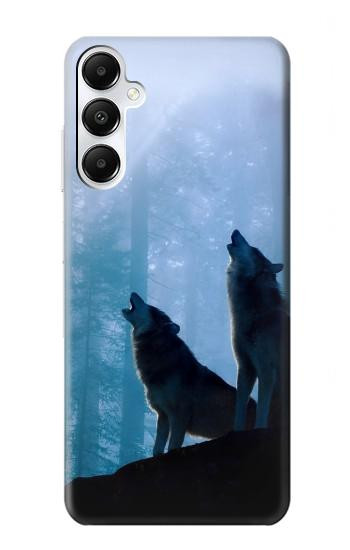 S4053 Two Wolves Couple Howling Forest Hülle Schutzhülle Taschen für Samsung Galaxy A05s