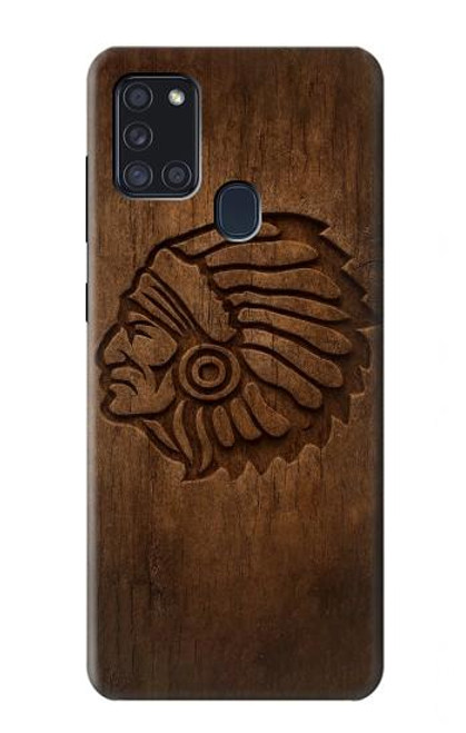 S4035 Native American Wood Carving Hülle Schutzhülle Taschen für Samsung Galaxy A21s