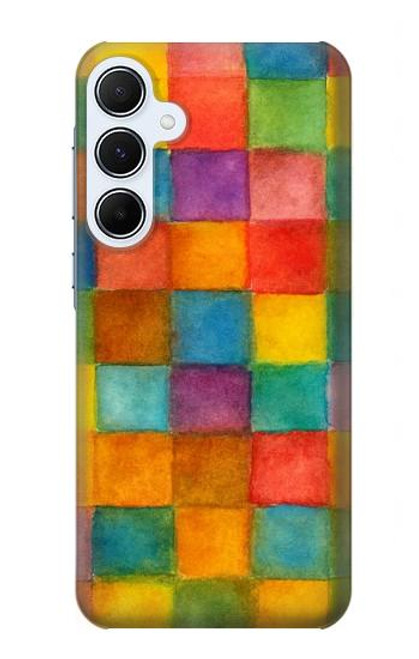S4077 Water Color Painting Colorful Check Pattern Hülle Schutzhülle Taschen für Samsung Galaxy A55 5G