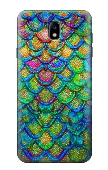 S4071 Colorful Mermaid Scale Hülle Schutzhülle Taschen für Samsung Galaxy J7 (2018), J7 Aero, J7 Top, J7 Aura, J7 Crown, J7 Refine, J7 Eon, J7 V 2nd Gen, J7 Star