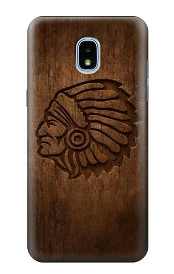 S4035 Native American Wood Carving Hülle Schutzhülle Taschen für Samsung Galaxy J3 (2018), J3 Star, J3 V 3rd Gen, J3 Orbit, J3 Achieve, Express Prime 3, Amp Prime 3