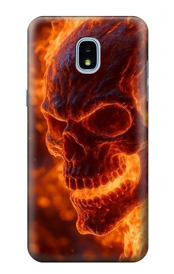 S4062 Fire Skull Hülle Schutzhülle Taschen für Samsung Galaxy J3 (2018), J3 Star, J3 V 3rd Gen, J3 Orbit, J3 Achieve, Express Prime 3, Amp Prime 3