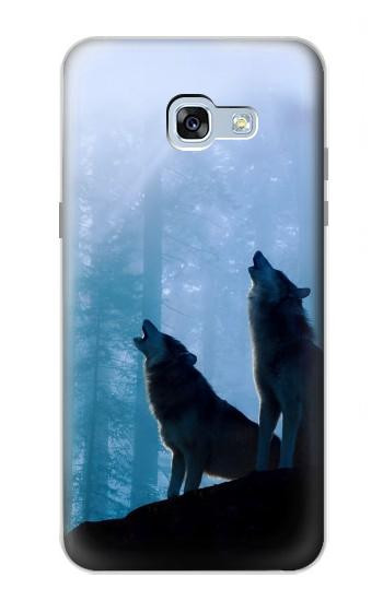 S4053 Two Wolves Couple Howling Forest Hülle Schutzhülle Taschen für Samsung Galaxy A5 (2017)