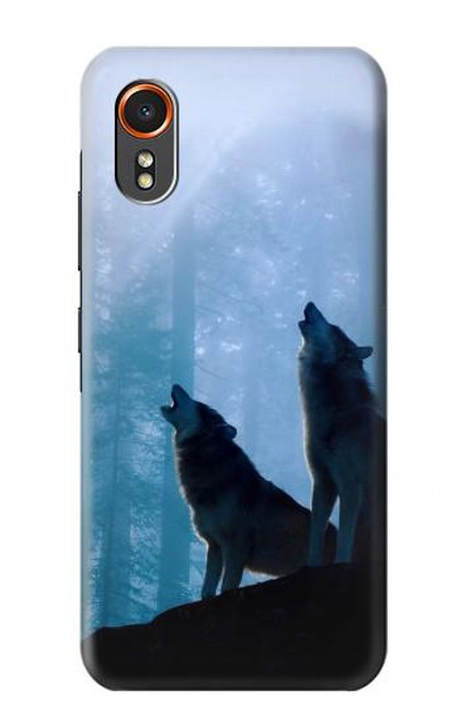 S4053 Two Wolves Couple Howling Forest Hülle Schutzhülle Taschen für Samsung Galaxy XCover7