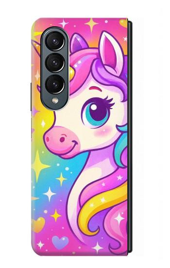 S4057 Cute Unicorn Cartoon Hülle Schutzhülle Taschen für Samsung Galaxy Z Fold 4