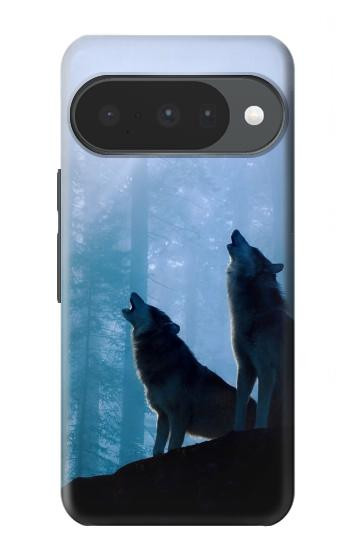 S4053 Two Wolves Couple Howling Forest Hülle Schutzhülle Taschen für Google Pixel 10, 10 Pro
