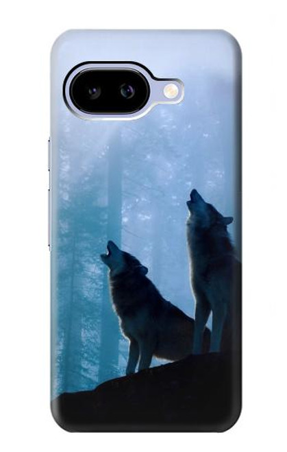 S4053 Two Wolves Couple Howling Forest Hülle Schutzhülle Taschen für Google Pixel 9a