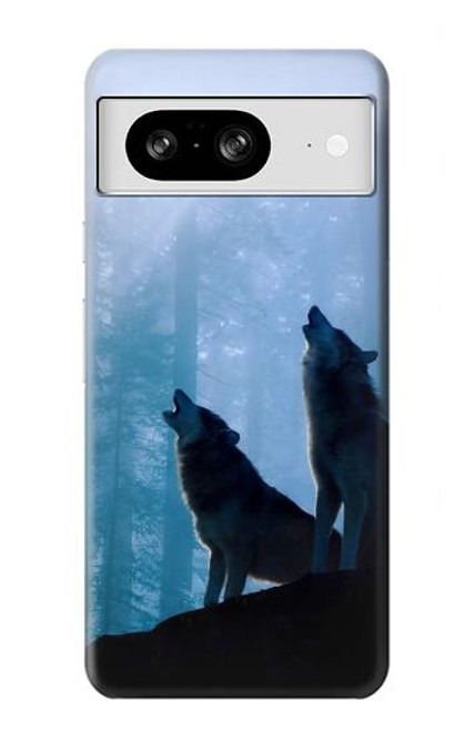 S4053 Two Wolves Couple Howling Forest Hülle Schutzhülle Taschen für Google Pixel 8
