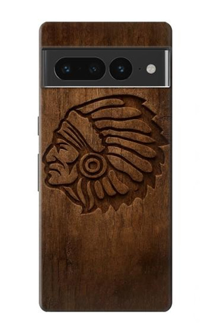 S4035 Native American Wood Carving Hülle Schutzhülle Taschen für Google Pixel 7 Pro