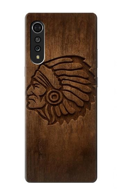 S4035 Native American Wood Carving Hülle Schutzhülle Taschen für LG Velvet