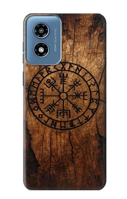 S4036 Viking Vegvisir Compass Wood Hülle Schutzhülle Taschen für Motorola Moto G Play 4G (2024)