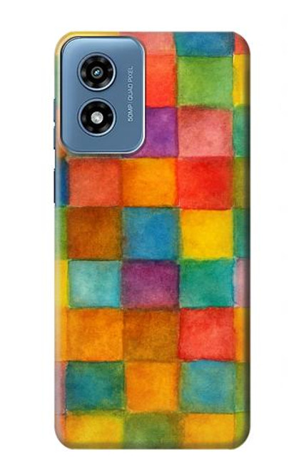 S4077 Water Color Painting Colorful Check Pattern Hülle Schutzhülle Taschen für Motorola Moto G Play 4G (2024)
