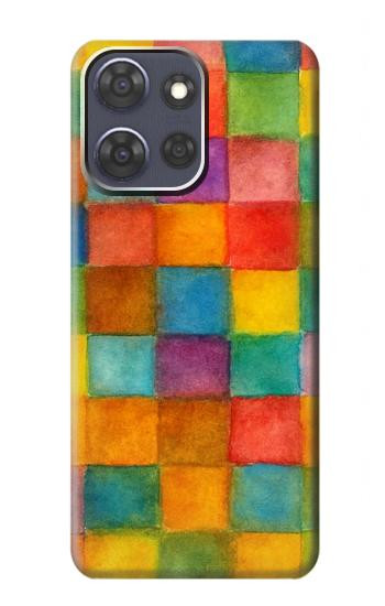 S4077 Water Color Painting Colorful Check Pattern Hülle Schutzhülle Taschen für Motorola Moto G Power (2025,2026)