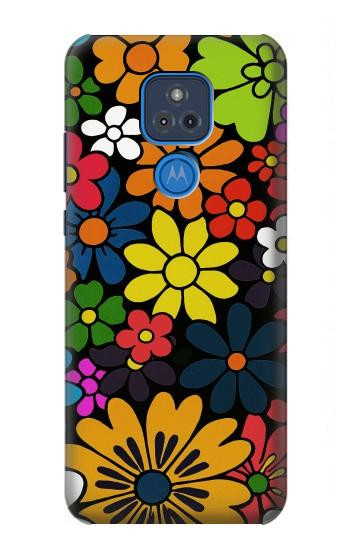 S4043 Colorful Flowers Cartoon Hülle Schutzhülle Taschen für Motorola Moto G Play (2021)